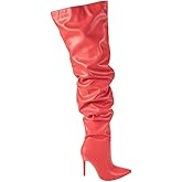 PAZZLE Women Thigh High Slouch Stiletto Heel Over the Knee Boot