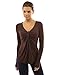 PattyBoutik Women's V Neck Ruched Twist Knot Front Long Sleeve Tunic