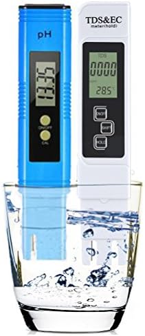 Deronweer Water Quality Test Meter TDS PH EC Temperature,Digital TDS Meter+ PH Meter 4 in 1 Set (Blue02)