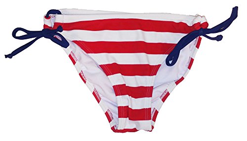 Endless Sun Red White Striped Side Tie String Bikini Bottoms (XS)
