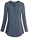 Messic Chiffon Tunic for Ladies, Women Soft Vintage Roll up Chiffon Office Blouse Shirt(X-Large, BlueGray)