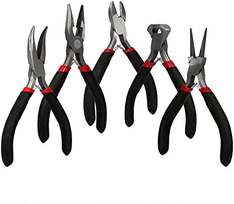 Pliers Tool Set Stainless Steel 5" with Comfort Grip Handles Deliver High Leverage Cutting Force for Home and Auto Repairs (5 Piece Set)