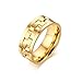 Zealmer Men's Gold Plated Stainless Steel Rotatable Stylish Brick Double Gear Shaped Spinner Rings 8