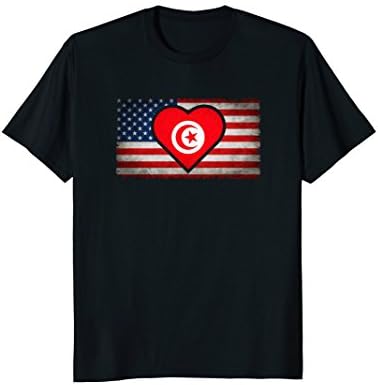 Tunisia USA Vintage Flag T-Shirt - Tunisian At Heart