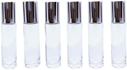 Rentra S. P. A. Premium Thick Tranparent Glass Bottles with Metal Roll-on. Reusable, High Quality. For Essential Oil Blends, DIY Perfume, Cosmetics, Beauty Products