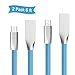  Micro USB Charger, Rywell (2 pack) Ultra Thin 6ft Zinc Alloy Flat Noodles Charging USB Cable for Samsung LG HTC Moto ZTE Nexus Blackberry Sony and all Micro-USB devices(Blue)