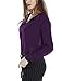 Womens V Neck Long Sleeve Ruffled Shoulder Solid Chiffon Blouse (X-Large, Purple)
