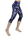 ODODOS High Waist Out Pocket Printed Yoga Pants Tummy Control Workout Running 4 Way Stretch Yoga Leggings,Indigo, Medium