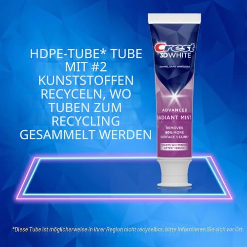 Crest 3D White Radiant Mint Toothpaste 107g (Pack of 3)