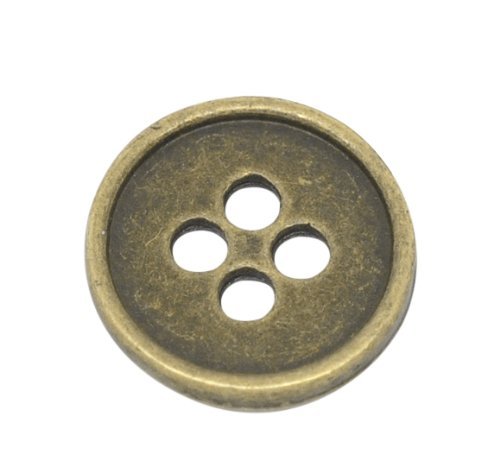 50 Bronze Tone Round 13mm Metal Buttons 4 holes for Sewing, Scrapbooking, Embelishments, Crafts, Jewellery making, shabby chic, Knitting