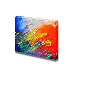 Canvas Prints Wall Art - Colorful Streaked Painting | Modern Wall Decor/Home Decoration Stretched Gallery Canvas Wrap Giclee Print. Ready to Hang - 12" x 18"