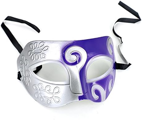 Masquerade Mask for Men, Halloween Party Masquerade Ball Masks - Venetian Scary Half Masquerade Masks (Purple Silver)