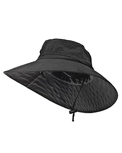 Sun Protection Zone Unisex Lightweight Adjustable Outdoor Booney Hat (100 SPF, UPF 50+) - Black