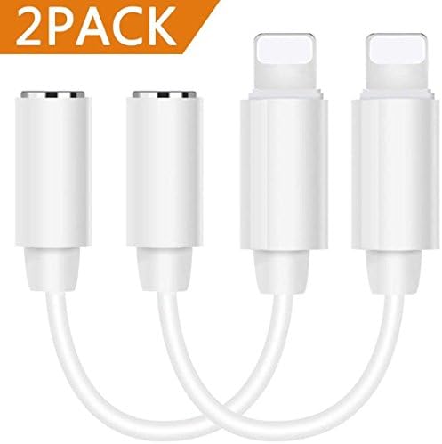 Lightning Adapter Headphone Jack Dongle for iPhone 6s/6s Plus iPhone 6/6Plus.Earphone to 3.5mm Aux Adaptor Connector Audio Cable Accessories Female Converter Compatible with iOS 10.2-White