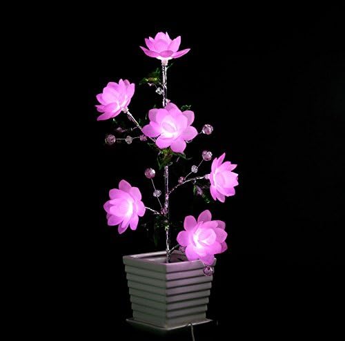 Elfe Decor Deluxe Sakura Cherry Blossom LED Flower Tree Light,Sparkly 6 Head Imitated Crystal Bonsai Light with Vase, USB Romantic Flower Night Light Gift for Girl/Women/Girlfriend/Wife/Lover,Pink
