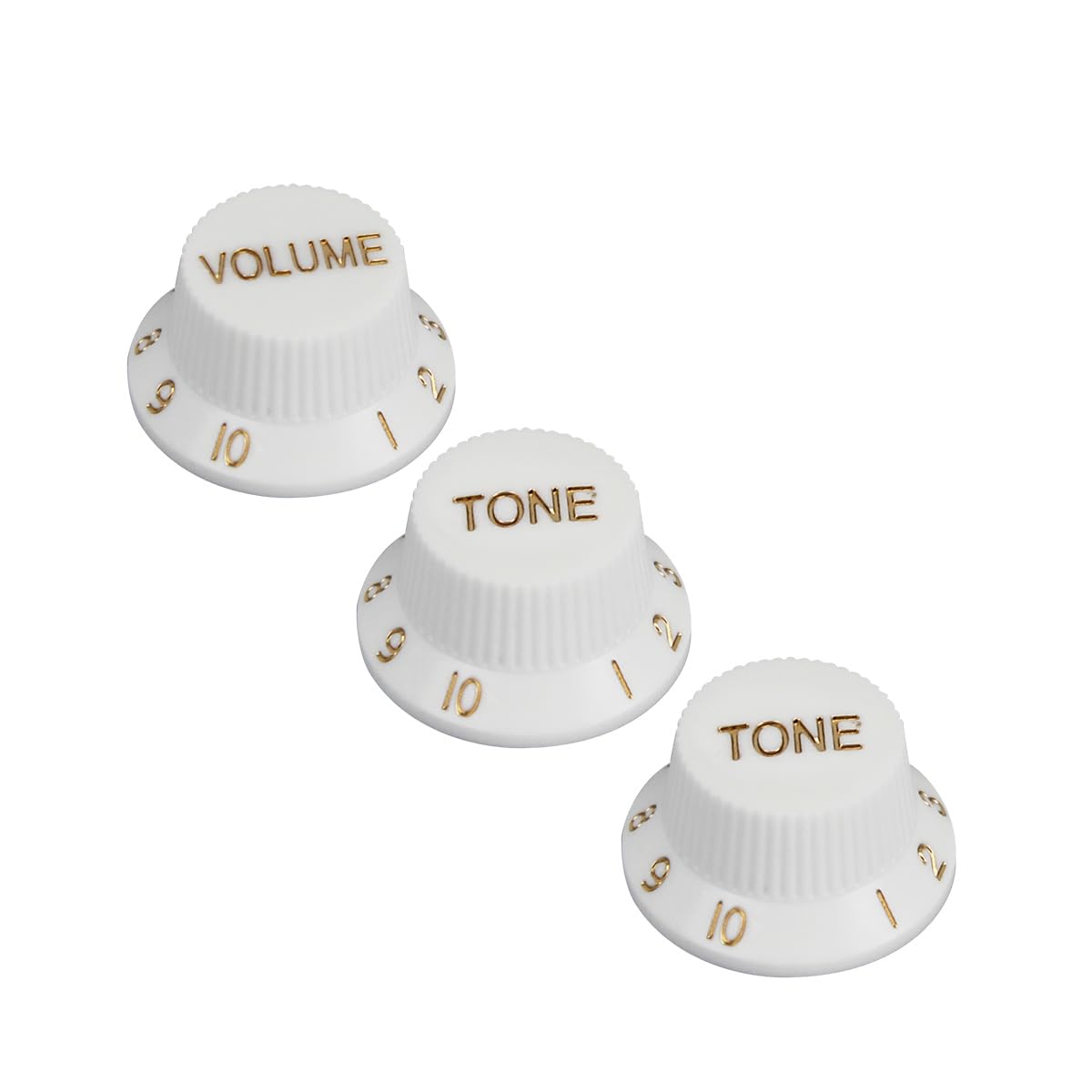 FLEOR Set of 2T1V Tone Volume Control 24 Spline Knob Top Hat Imperial ST Guitar,White