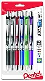 Pentel EnerGel Deluxe RTX Gel Ink Pens, 0.7 Millimeter Metal Tip, Assorted Colors,  6 Pack (BL77BP6M)
