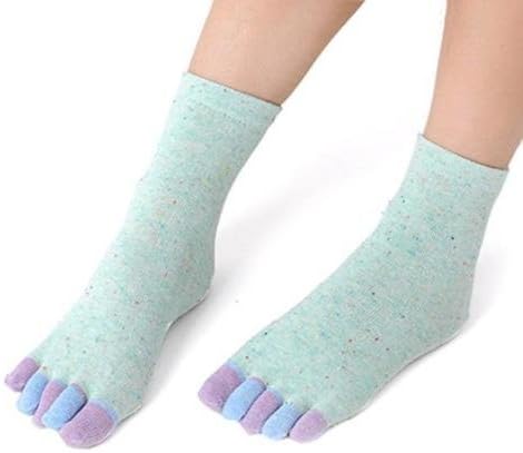 SkinFoot Baby Blue #3 Full Toe Yoga Socks Non-Slip Skid Barre Grip Colorful Sock Women Men (1 Pair)
