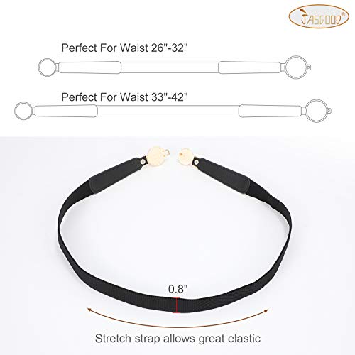 JASGOOD Women Elastic Waist Thin Belt, Fashion Double Pearls Buckle Belt Plus Size