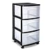 3 Drawer Organizer Cart Black Plastic Craft Storage Container Rolling Bin Set 2
