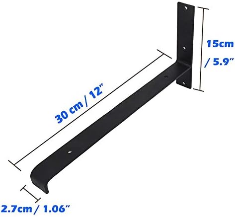 Pack of 2 Metal Shelf Brackets Decorative Wall Hangers Mounted Floating Shelf Hanging Angle Lip (12")