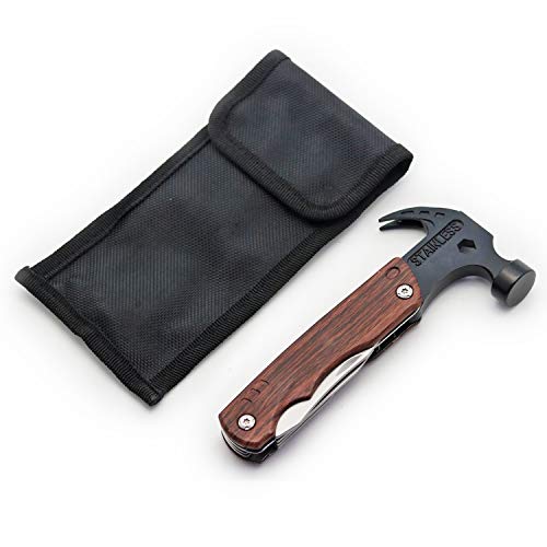 Multitool Hammer, 12 in 1 Camping Multitool Safety Lock with Claw Hammer, 3\'\' Knife, Wrench, Opener, Screwdriver, Nylon Belt Pouch, Ideal for Camping, Hiking, Survival, Outdoor, Indoor, DIY Repairing