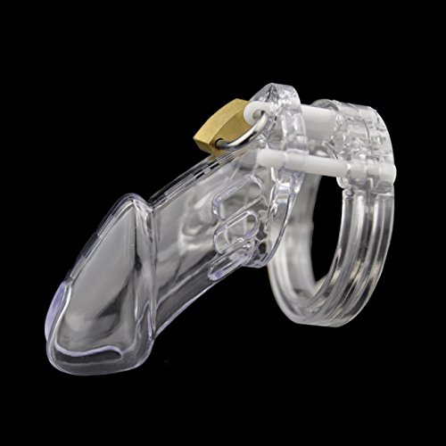 Dr. Kong Male Chastity Device With 5 size Penis Ring,Cock Cage,Cock Ring,Virginity/Chastity Lock/Belt,Adult Game,Sex Toy,CB6000S,Anti-masturbation,Clear Long