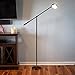 Brightech Gabriel - LED Reading and Craft Floor Lamp, for Living Rooms, Bedrooms & Offices – Modern Standing Task Light - Adjustable Arm, Omnidirectional Head - Industrial Black Pole