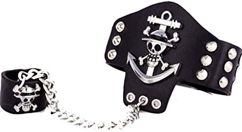 Black Naruto Anime Pu Leather Bracelet Ring Charms Punk Cosplay Attack on Titan