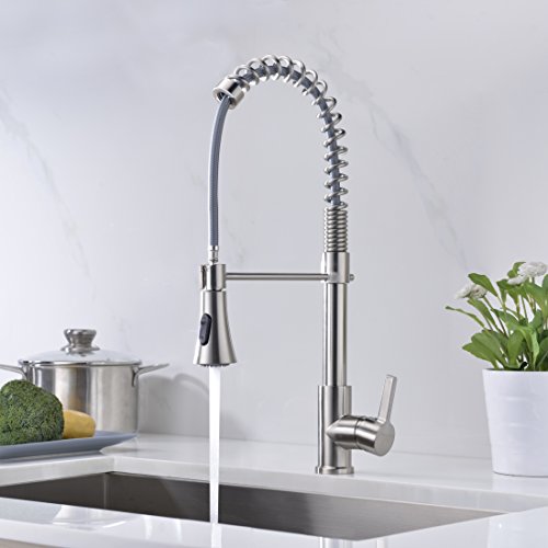 Kitchen Faucet Brushed Nickel Delle Rosa Pre-rinse Spring Durable and Sturdy Single Handle Pull Out Kitchen Sink Faucet