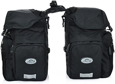 Local Lion Bike Pannier Bag Carrying Handle and Pockets Mountain Bike Rack Bag (black)
