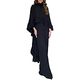 CHICME 2 Pieces Outfits for Women High-Low Ruffles Hem Cape Top and Casual Wide Leg Pants Travel Matching Sets
