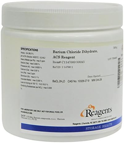 Reagents C1147000-500A5 Barium Chloride, Dihydrate ACS Reagent, ACS Reagent Grade, 500 cc