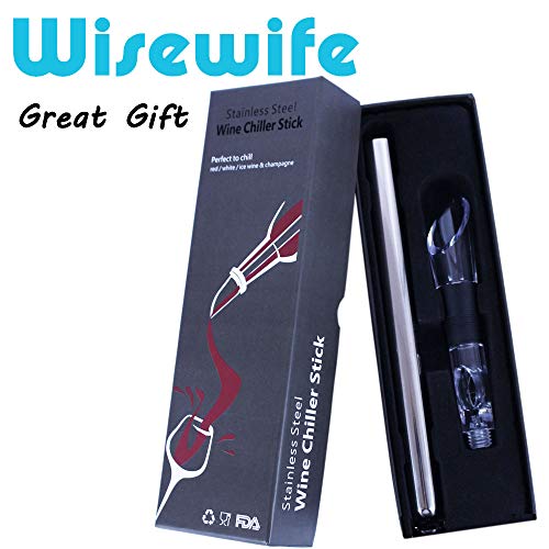 Wine Chiller Stick - 3-in-1 Stainless Steel Wine Bottle Cooler Stick Freezer with Aerator and Pourer Decanter for Whiskey Cocktails Beer- Perfect Wine Accessories Gift