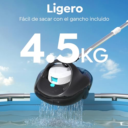 BRINBO Robot Pool Cleaner, Powerful Cleaning of 130 Minutes, Quick Charge in 2.5 Hours, Double Traction Motor, Ideal for Flat Bottom Pools up to 80 m² (White and Black)