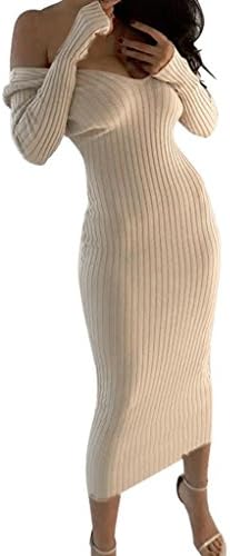2018 Women Sexy V Neck Off Shoulder Long Sleeve Bodycon Maxi Dress