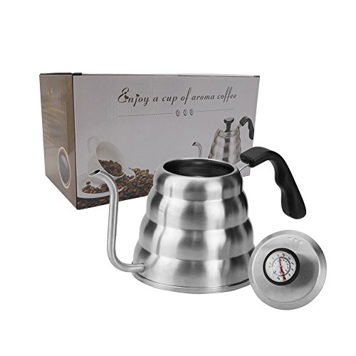 Pour Over Kettle with Thermometer, 1.2L(41floz), Coffee Kettle Gooseneck Drip Kettle Stainless Steel Tea Pot for Stovetop Home Brewing, Camping and Traveling, Pour Over Coffee Maker by ECPURCHASE