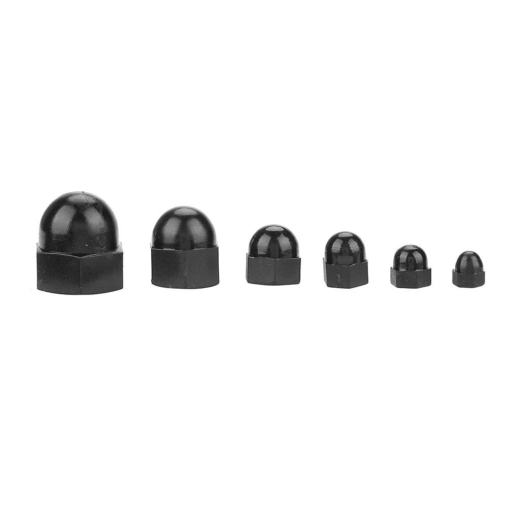 Ausla Dome Nuts, 70pcs Assortment Kit: M3, M4, M5, M6, M8, M10 Sizes, Nylon, Black, Acorn Cap Nuts for Machinery, Furniture, Vehicles