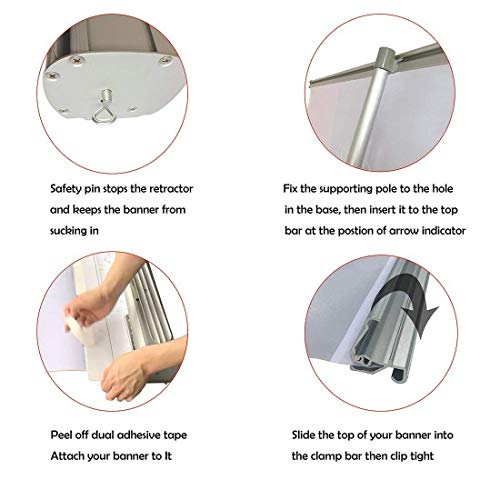 HAITIAN Aluminum Retractable Banner Stand 33x79, Roll up Banner Stand Graphic Size 33 x 79 Inches for Conference and Trade Show, Packed in A Padded Carrying Bag, Banner Does Not Included - Thumbnail 3