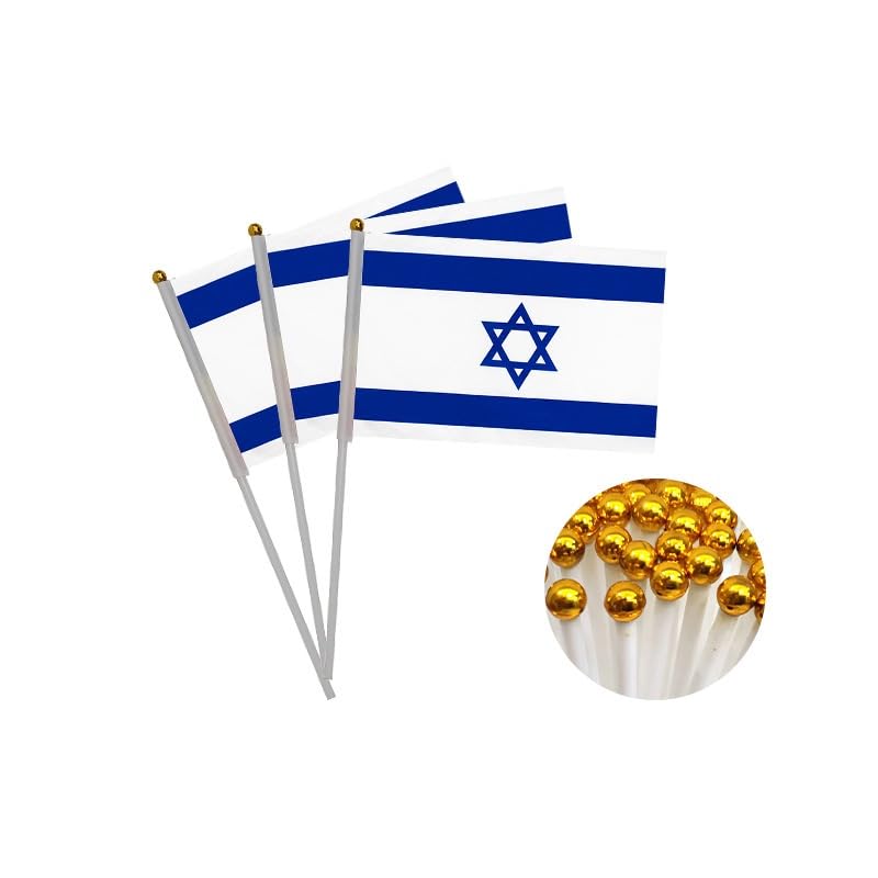 20 Pieces of Israel Hand Crank Flags for National Holiday, Parties, Parades, Hand Flag, Sports Events, Bars Decoration