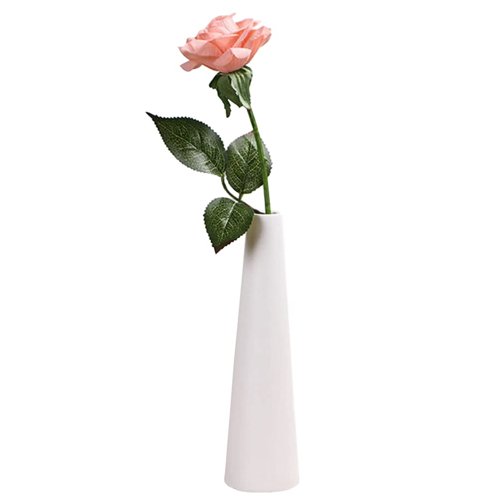 Bamboopack White Ceramic Bud Vase Tall Conic Flower Small Buds Vases Single Stem Vase Home Decorative Floral Centerpiece for Flower and Office Bud Home Wedding Decor