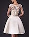 Fanhao Women's Bateau Neck Lace Beading Pockets Short Wedding Gown Bridal Dress