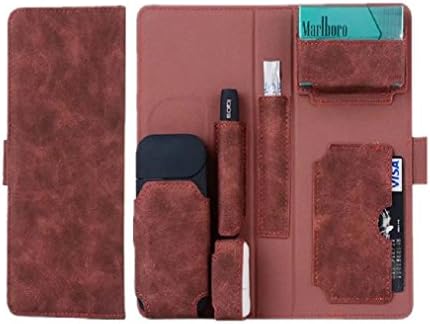 IQOS Electronic Cigarette Case, 2.4Plus Universal Protective Cover Leather Case Long Paragraph Matte, Second Generation Three Generations(Gray,Red,Brown),Red