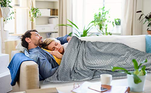 Weighted Blanket with 100% Cotton Cover, Breathable Comforter Heavy Blanket, Squares Glass Beads for Average Weight, for Good Rest and Deep Sleep, Full Size 48\'x72\' with 15lbs Fits 140-190lbs Adult