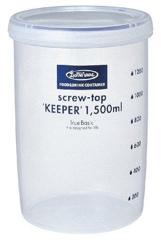 Lustroware B-2276AA Screw Top Keeper Round Food Container with Calibration, 50.7-Ounce, Blue
