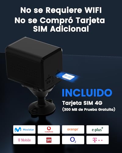 Bextgoo 2K HD Camera SIM Surveillance, 4G LTE Surveillance Camera without WiFi with SIM Card, Video Surveillance without Internet with 5200mAh Battery, 160° Vision, Motion Detection Alert, Night Vision