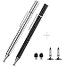 Vivefox 2 in 1 Capacitive Stylus Pen, Disc Stylus (Disc & Fiber Tip) Touch Screen Pen for Tablet/iPad Mini/Smartphones All Touch Screen Devices with 4 Replacement Tips (Black/Silver,2 Pcs)
