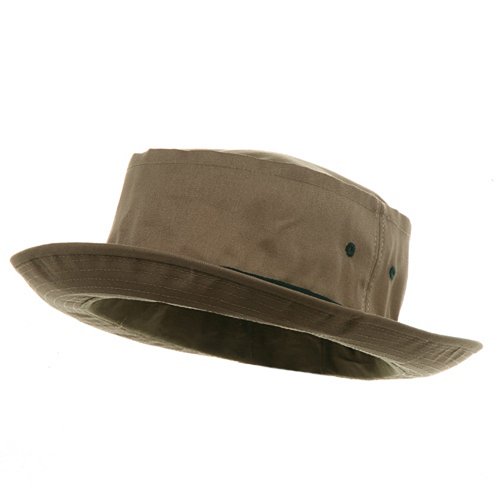 Big Size Roll Up Bucket Hat - Khaki With Dk Green M-L