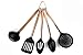 COOK With COLOR 5 Piece Nylon Cooking Utensil Set on a Ring with Rose Gold Copper Handles (Black)