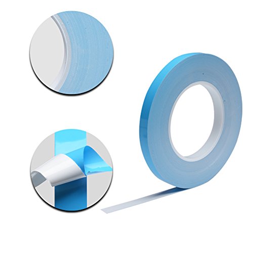 Nicelux 8mmx25 Meters 0.1mm thickness Double Side Adhesive Thermal Conductive Tape for Heat Sink of LED Light,PC and more, Electrically Insulated,1 Reel Pack